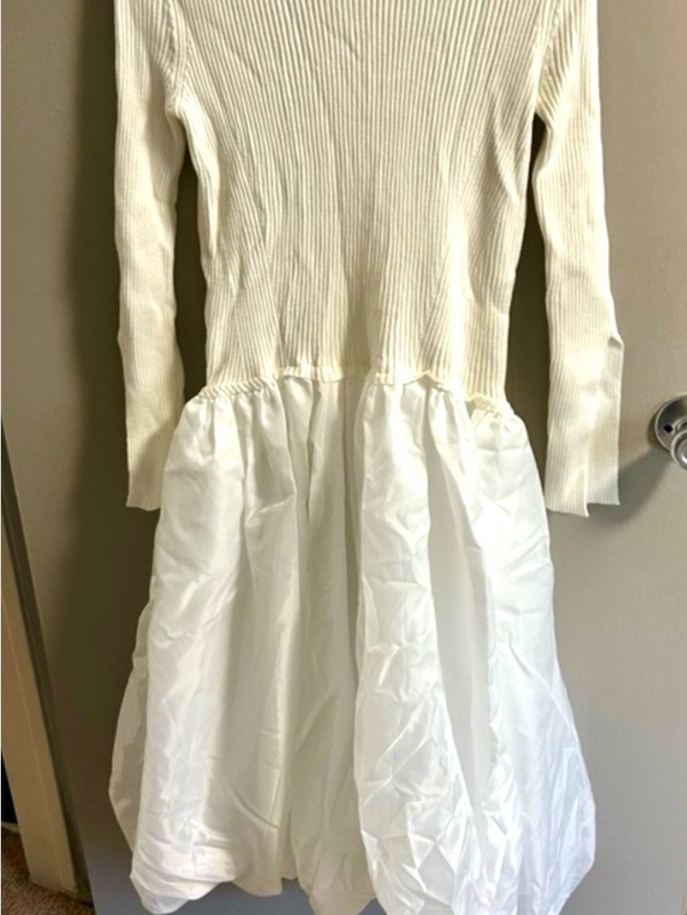 NWOT Popular Instagram Boutique Ivory Ribbed Bubble Hem Sweater Dress